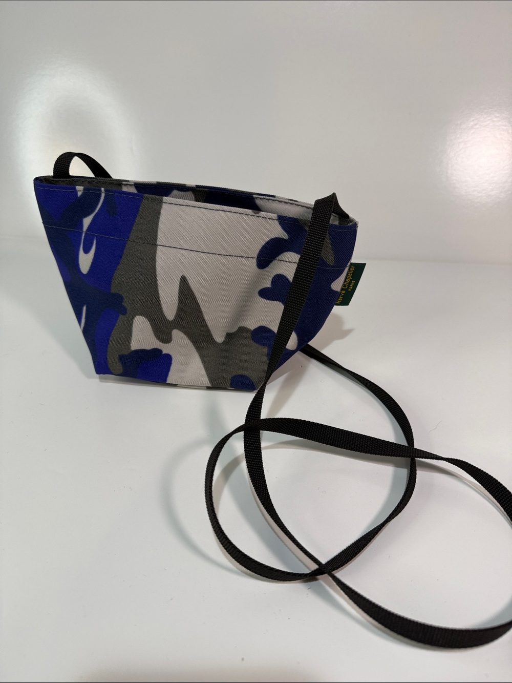 Herve Chalelier NEW Blue & Gray Camo Crossbody Small Square Bottom
